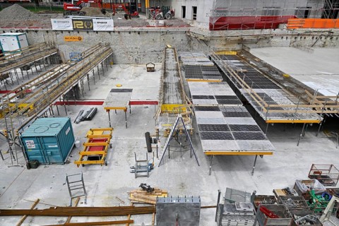 Large construction site for floor formwork