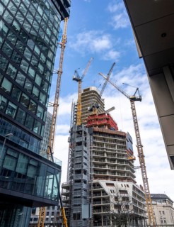 Construction site of the FOUR construction project, 4 high-rise towers at Roßmarkt in Frankfurt am