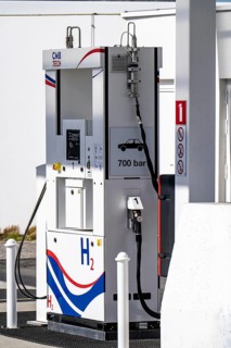 Hydrogen filling station in Antwerp, for cars and lorries, H2 lettering, Belgium, Europe