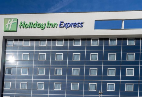 Holiday Inn Express Hotel in Antwerp, square façade design, Flanders, Belgium, Europe