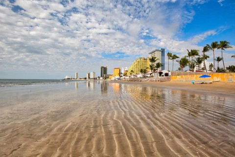 Mazatlan Golden Zone (Zona Dorada), famous touristic beach and resort zone in Mexico