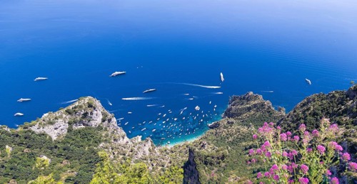 Italy, scenic views of Capri Island and from panoramic lookout of Monte Salaro, Europe