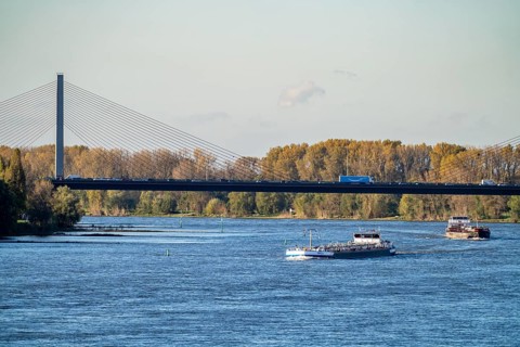 Friedrich Ebert Bridge over the Rhine near Bonn, also known as the North Bridge, motorway bridge on