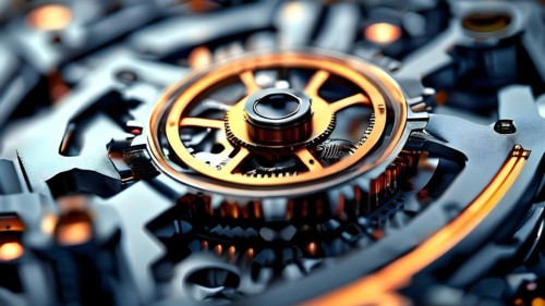 AI generated mechanical watch close up with shimmering digital component