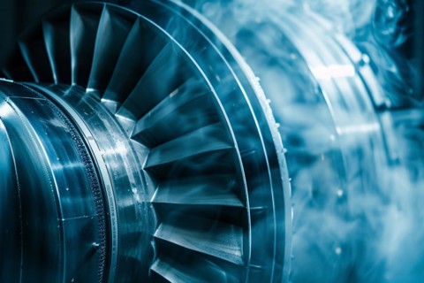 Close up of industrial turbine. KI generiert, generiert, AI generated