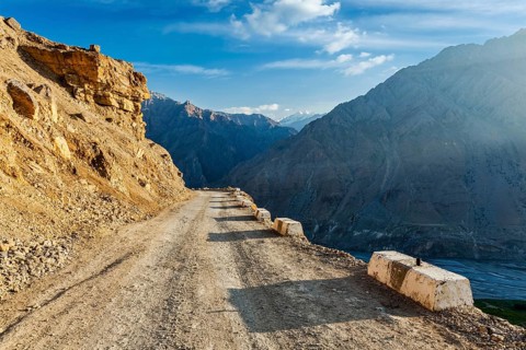 Road in Himalayas in Spiti Valley, Himachal Pradesh, India, Asia