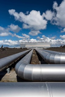 Pipelines, Suðurnes power plant, Gunnuhver, Reykjanes Peninsula, Iceland, Europe