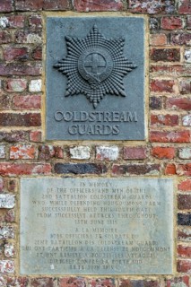 Commemorative plaque for British 2nd Battalion, Coldstream Guards defending Château d'Hougoumont in