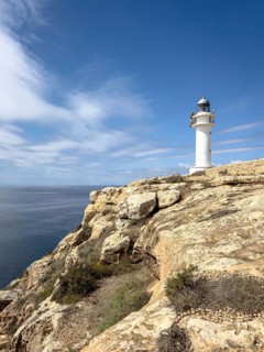 Far de Cap de Barbaria lighthouse on the southern tip of Formentera, Balearic Islands, Spain,