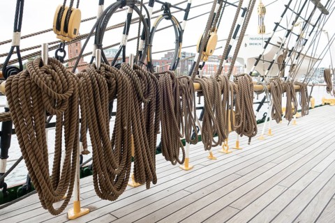 Ropes, ropes, sailing ship, training ship Germany, Bremerhaven, Germany, Europe