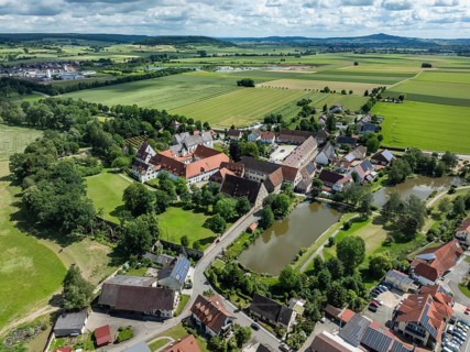 Aerial view of the village of Heiligkreuztal with the cathedral and the former Cistercian nunnery,