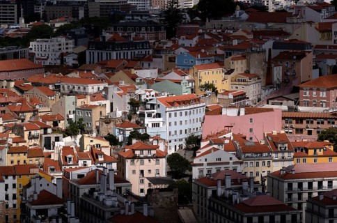 View from Castelo de São Jorge to old town, City view, Lisbon, Portugal, Europe