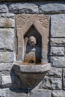Historic drinking water fountain in the old town centre of Meersburg on Lake Constance, Lake
