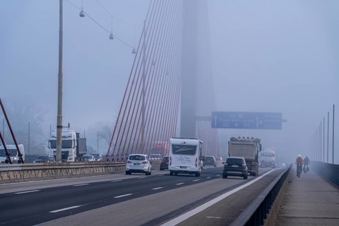 Friedrich-Ebert-Bridge over the Rhine near Bonn, also called North Bridge, motorway bridge of the