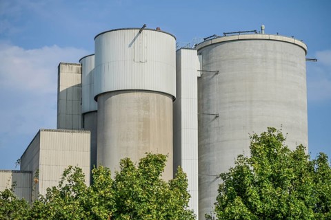Dyckerhoff concrete and cement plant, Dyckerhoffstraße, Amöneburg, Wiesbaden, Hesse, Germany,