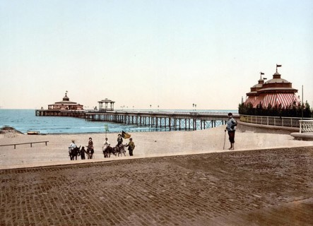 The Pier, Blankenberghe, Blankenberge, Belgium, ca 1890, Historical, digitally restored