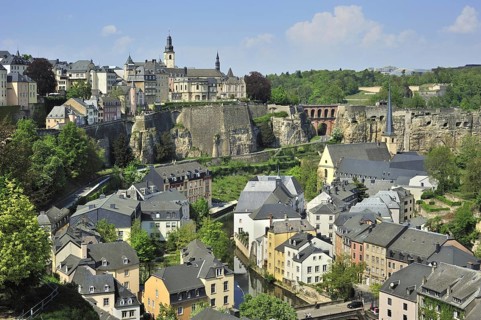 View over the Grund quarter at Luxembourg, Grand Duchy of Luxembourg