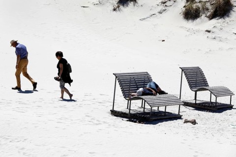 Holidaymakers on the beach on the island of Amrum, Norddorf, 15.06.2020