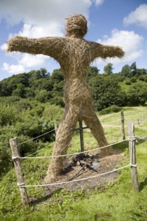 Straw man, Castell Henllys iron age village, Pembrokeshire, Wales, United Kingdom, Europe