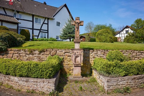 Crossroads in the Pesch district, Nettersheim, Eifel, Euskirchen district, North Rhine-Westphalia,