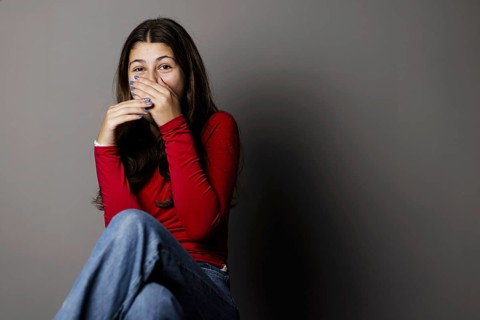 Girl, 13 years old, shows her emotions, Bonn, 04.10.2023