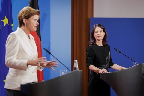 Annalena Bärbock (Alliance 90/The Greens), Federal Foreign Minister, at a joint press conference