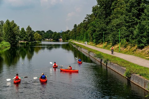 Sportpark Wedau, regatta course, parallel canal, tour with hire kayaks through the Duisburg water