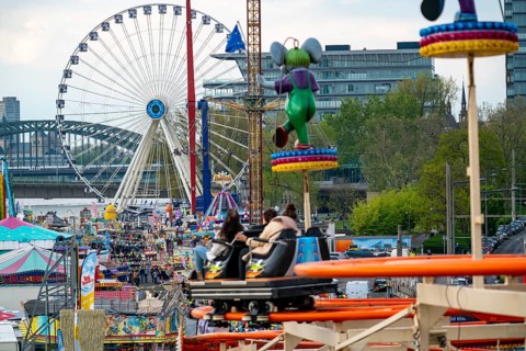 Rides, stalls, at the fair, funfair, spring fair, Easter fair, at the Deutzer Werft, on the Rhine