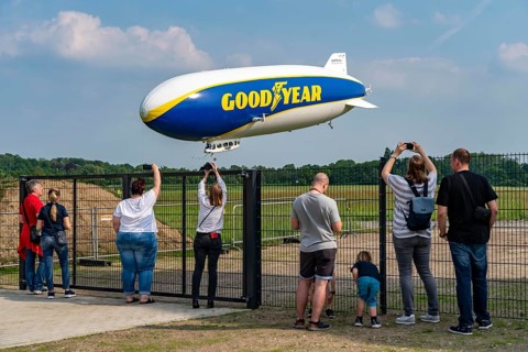 The Zeppelin NT, newly stationed at Essen/Mülheim Airport, undertakes sightseeing flights over the