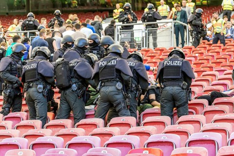 Baden-Württemberg police anti-terror exercise in the stadium. In the run-up to the European