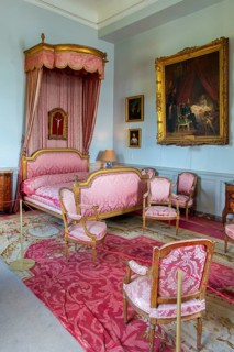Canopy bed in bedroom of Field Marshal Charles-Joseph de Ligne at Château de Bel?il, Baroque castle