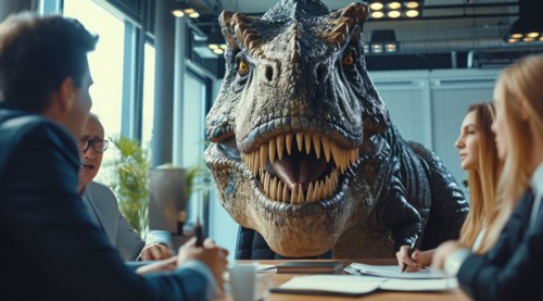 Concept of capitalist corporate shark, ruthless business manager. Greedy corporate management