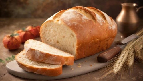 Food, baked goods, a loaf of bread, farmhouse bread, with slicing, AI generated, AI generated