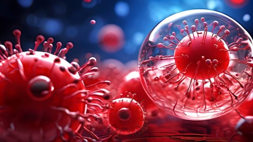 3d illustration of human red blood cells suspended in plasma, AI generated