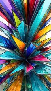 3d rendering of vibrant colored abstract changing glass design in an ornament structure, AI