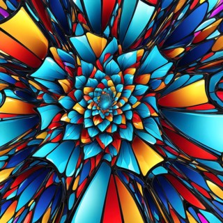 3d rendering of vibrant colored abstract changing glass design in an ornament structure, AI