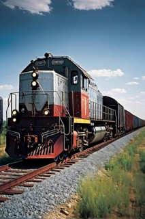 Modern freight train with reflective metallic surfaces, AI generated