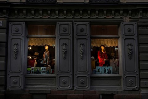 Shop window in the evening, Gamla Stan, fashion, shopping, shop window, illuminated, offer,