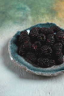 Fresh blackberry berry, on a plate, top view, no people