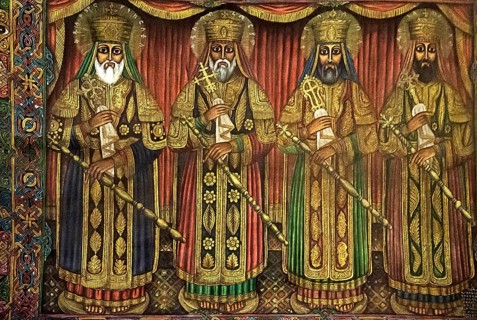 Paintings of four kings of the Zagwe dynasty in the 12th and 13th centuries, from left to right