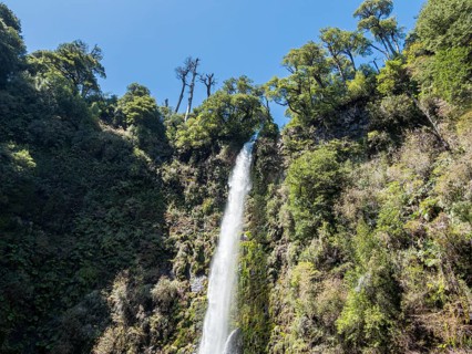 Waterfall Salto La China, valley of waterfalls east of Pucon, La Auracania, Chile, South America