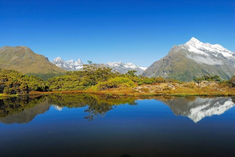 Key Summit with reflection of Mt Christina, Fiordland National Park, World Heritage Site South West