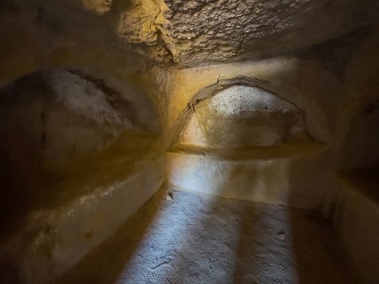 Cave of former Roman necropolis with sandstone caves carved into sandstone Burial caves Cave tombs