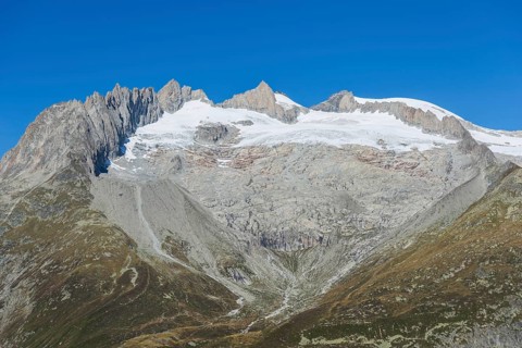 Mountain landscape in the Aletsch Arena, Tourism, Valais, Switzerland, Europe