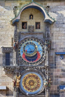 Medieval astronomical clock, The Walk of the Apostles, Prague, Bohemia, Czech Republic, Europe