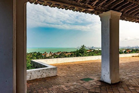 City of Olinda and in the background the city of Recife seen from the courtyard of a historic