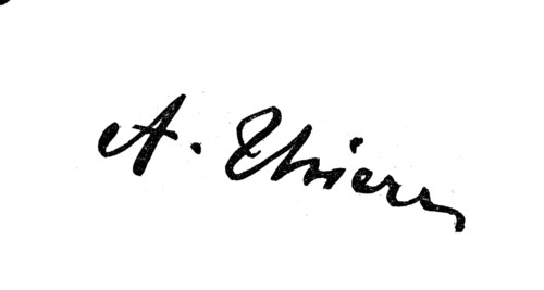 Signature, handwriting by A. Thiers, historical, digital reproduction of an original from the 19th