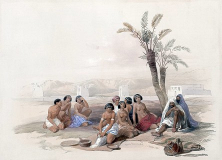 Abyssinian slaves resting in Korti, Nubia, Egypt, around 1850, Historical, digitally restored