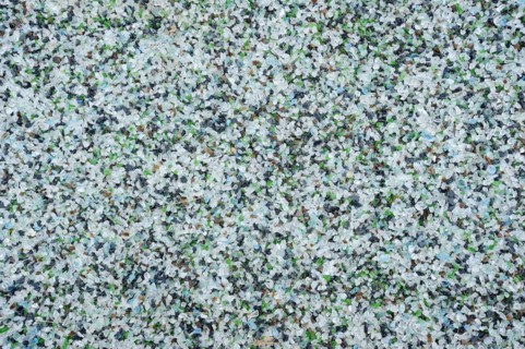 Glass gravel, glass chippings, broken glass, glass splinters