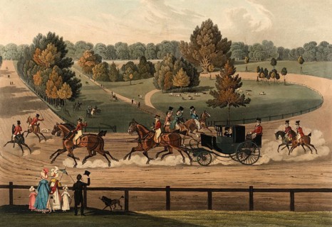 Carriage, His Majesty King George IV as a traveller, view of Hyde Park, 1821, Historic, digitally